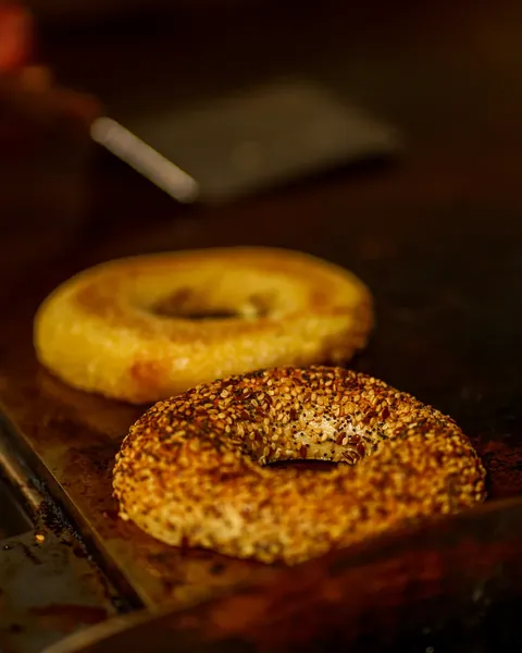 Fresh Atrio bagels coming from the oven