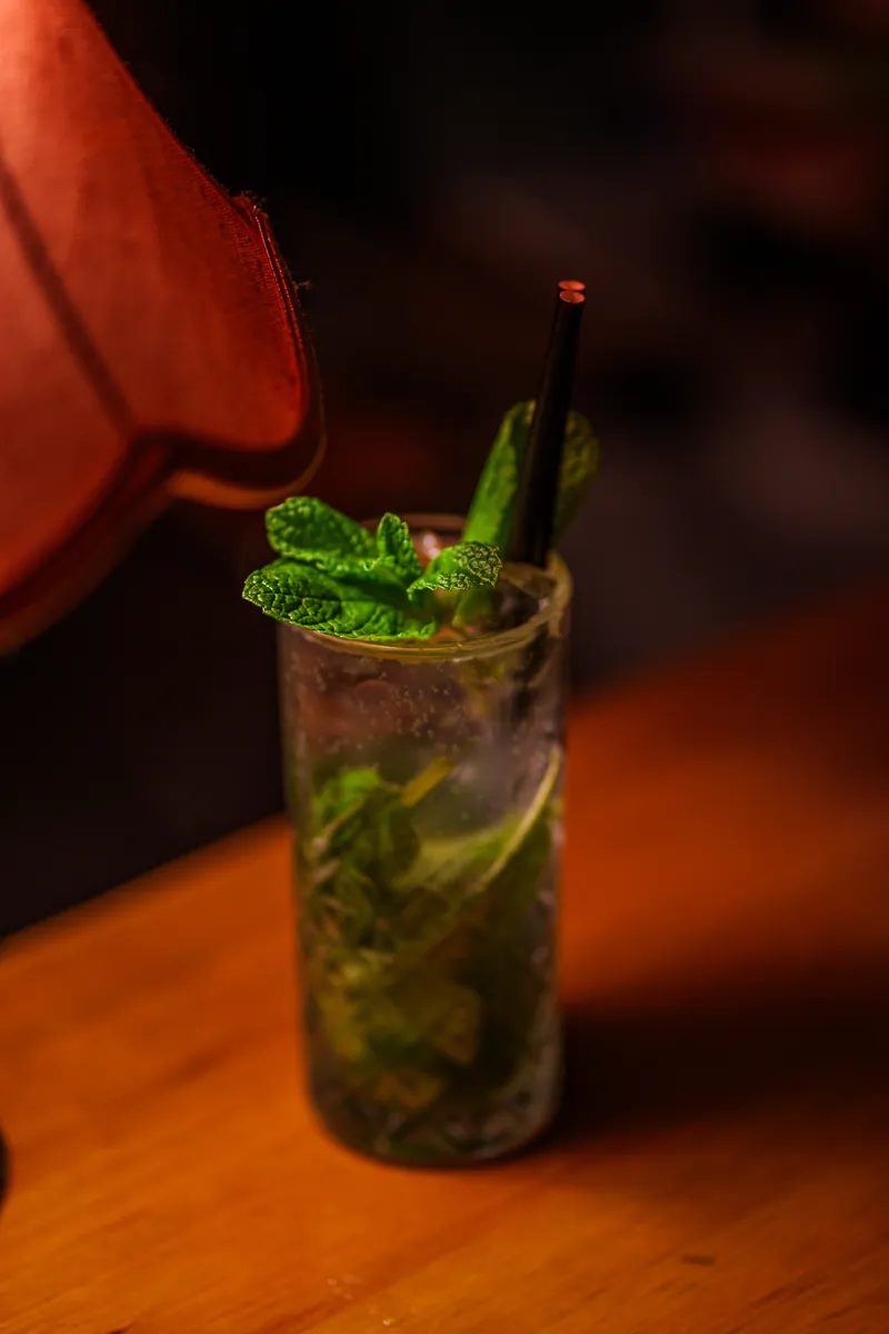 Iced mojito with mint and lime at Atrio
