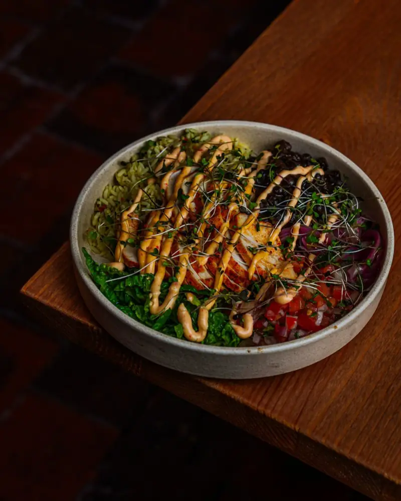 Chipotle chicken power bowl at Atrio